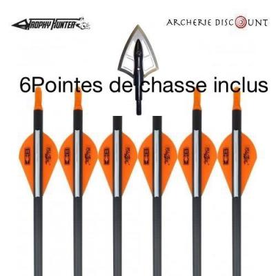 Pack 6 flèches chasse+ 6 lames de chasse grand gibier